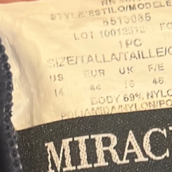 Miraclesuit Blue One Swimsuit with sheer on neckline and sides size  14 - Picture 3 of 10